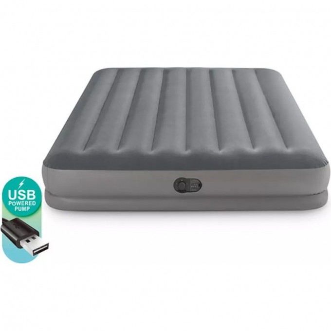 Надувной матрас INTEX PRESTIGE 152х203х30см со встроенным USB насосом, до 272кг 64114