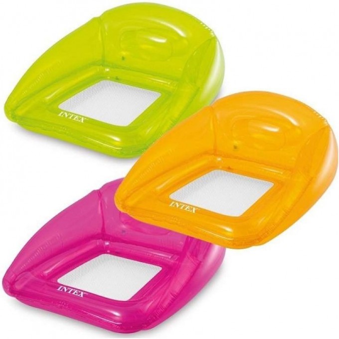 Надувной матрас-кресло для плавания INTEX "ПРОЗРАЧНЫЙ ЛАУНДЖ" 102х104см, 3 цвета 56802
